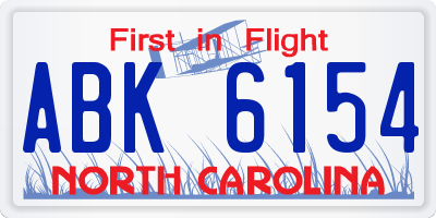 NC license plate ABK6154