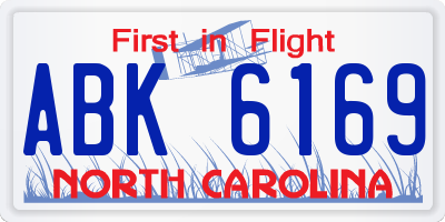 NC license plate ABK6169