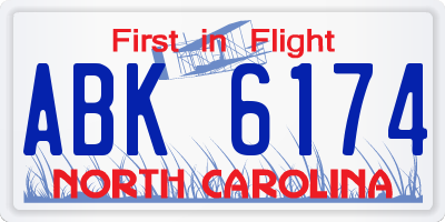NC license plate ABK6174