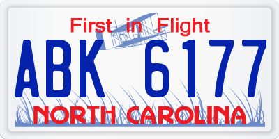 NC license plate ABK6177