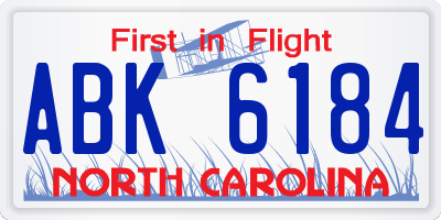 NC license plate ABK6184