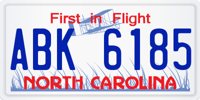 NC license plate ABK6185