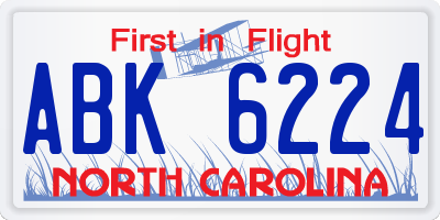 NC license plate ABK6224