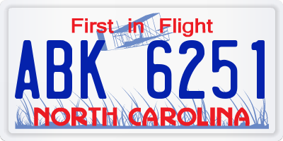 NC license plate ABK6251