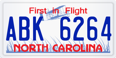 NC license plate ABK6264
