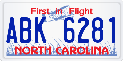 NC license plate ABK6281
