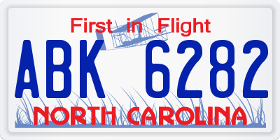NC license plate ABK6282