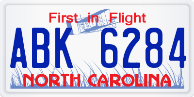 NC license plate ABK6284