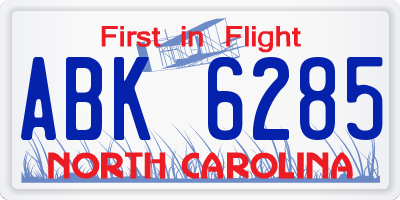 NC license plate ABK6285