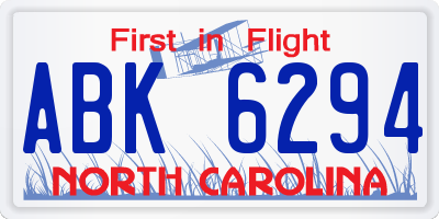 NC license plate ABK6294