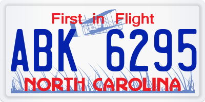 NC license plate ABK6295