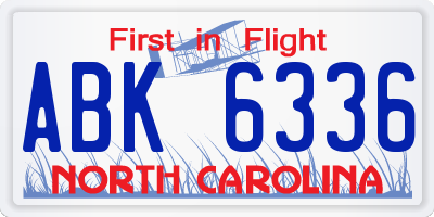 NC license plate ABK6336