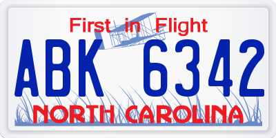 NC license plate ABK6342