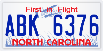 NC license plate ABK6376