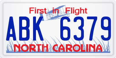 NC license plate ABK6379