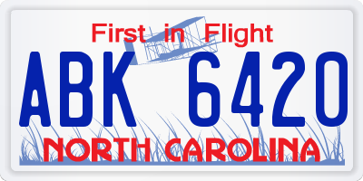 NC license plate ABK6420
