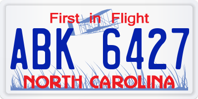 NC license plate ABK6427