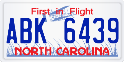 NC license plate ABK6439