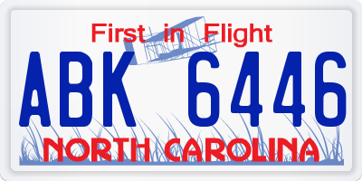 NC license plate ABK6446