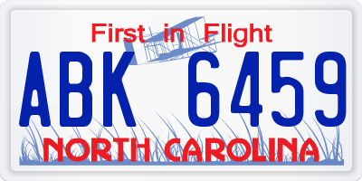 NC license plate ABK6459
