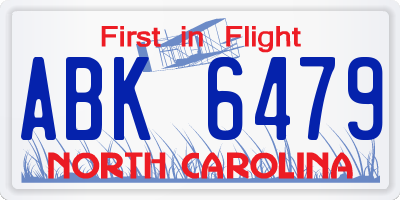 NC license plate ABK6479