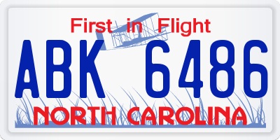NC license plate ABK6486