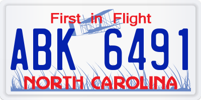 NC license plate ABK6491