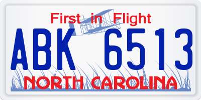 NC license plate ABK6513