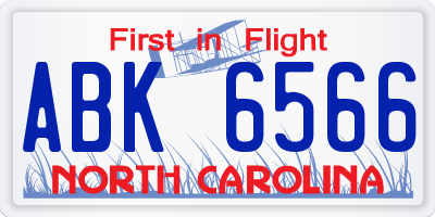 NC license plate ABK6566