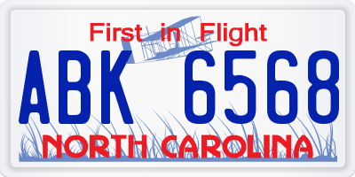 NC license plate ABK6568