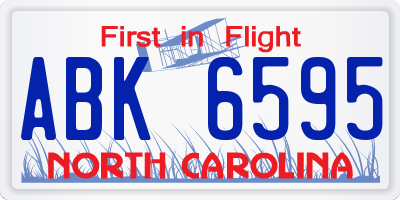 NC license plate ABK6595