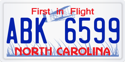 NC license plate ABK6599