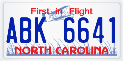 NC license plate ABK6641