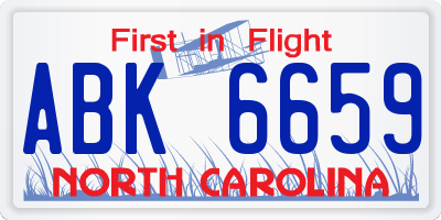 NC license plate ABK6659