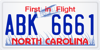NC license plate ABK6661