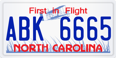 NC license plate ABK6665
