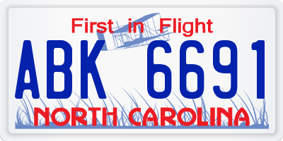 NC license plate ABK6691