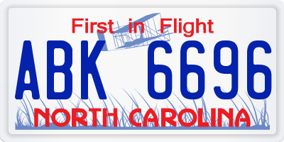 NC license plate ABK6696