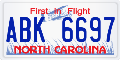 NC license plate ABK6697