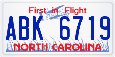 NC license plate ABK6719