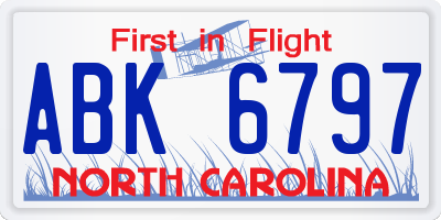 NC license plate ABK6797