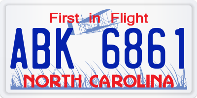 NC license plate ABK6861