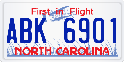 NC license plate ABK6901