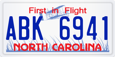 NC license plate ABK6941