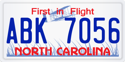 NC license plate ABK7056