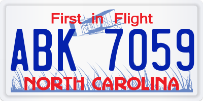 NC license plate ABK7059