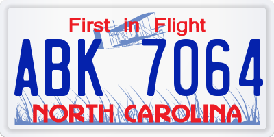 NC license plate ABK7064