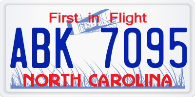 NC license plate ABK7095