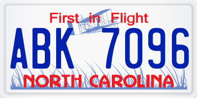 NC license plate ABK7096
