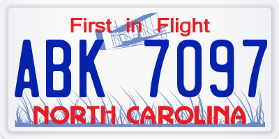 NC license plate ABK7097